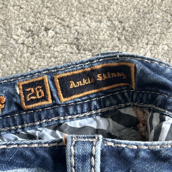 Rock Revival Celinda Jeans Womens 26 Ankle Skinny Distressed Bling Pockets - Picture 5 of 9